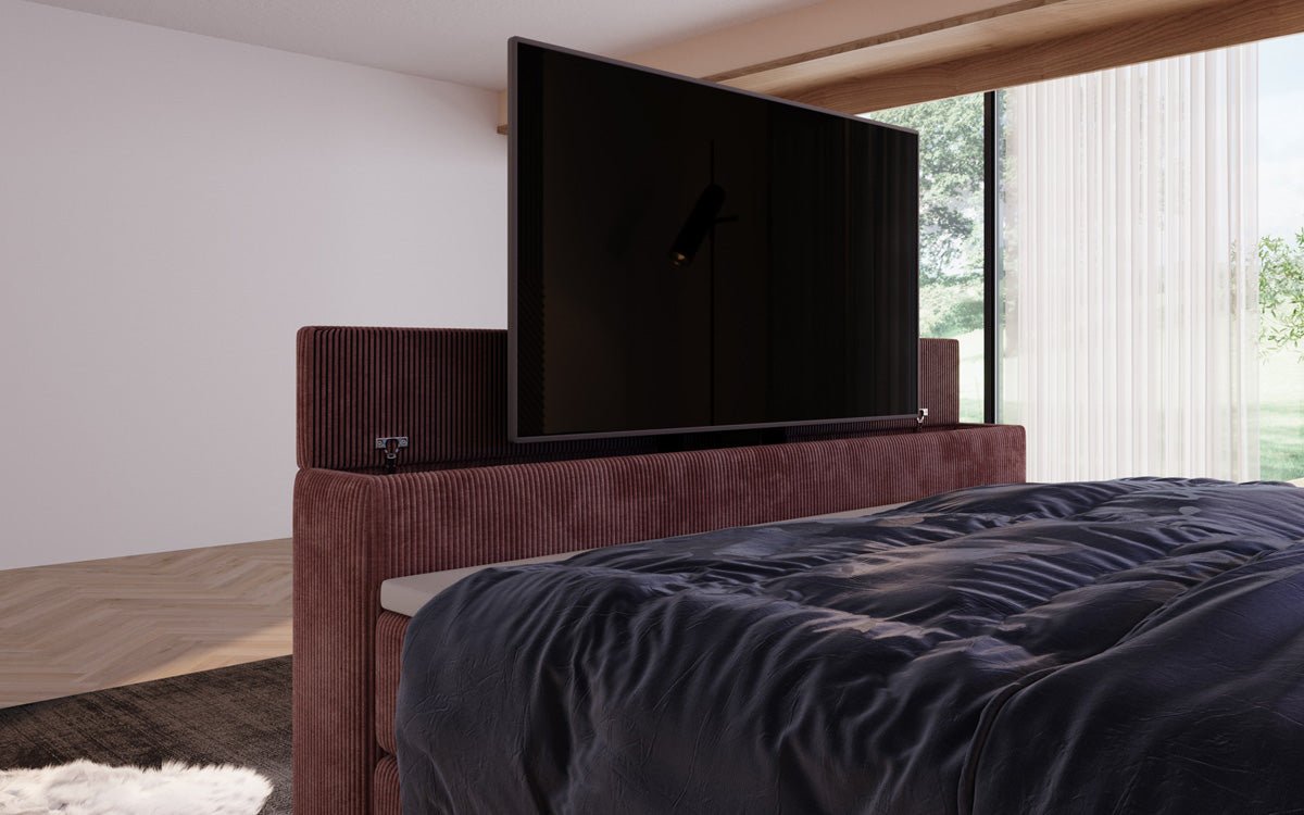 Luxuriöses Sejour Boxspringbett mit TV-Lift, RGB-Beleuchtung und Stauraum