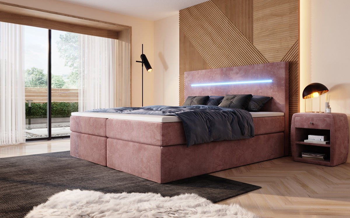 Luxuriöses Boxspringbett Sejour: Komfortabel, mit LED-Beleuchtung & integriertem Stauraum