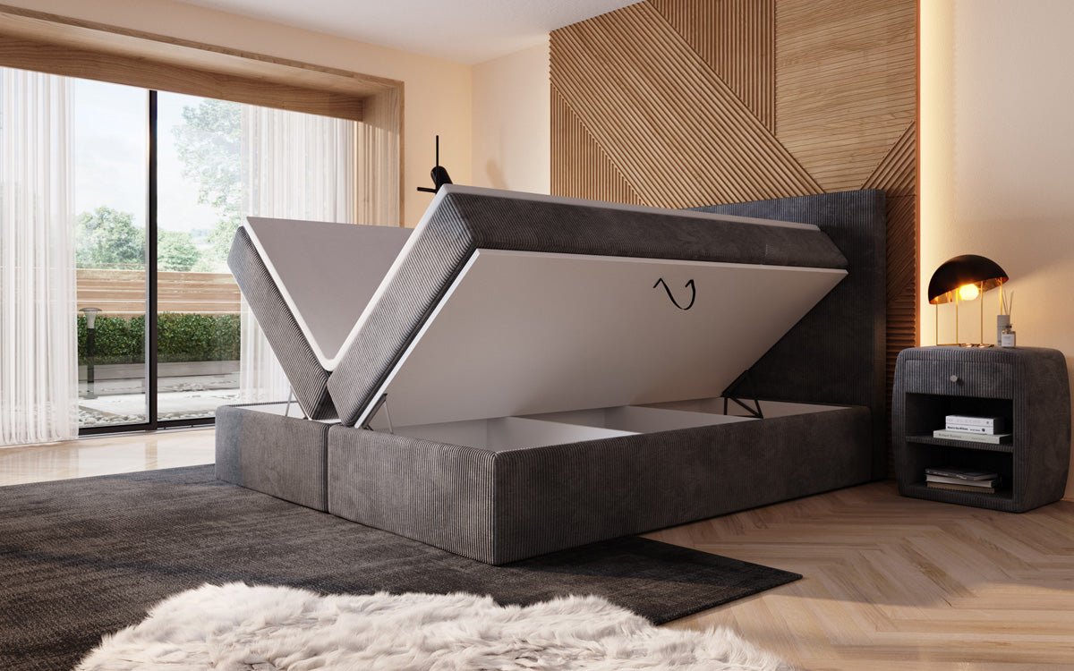 Luxuriöses Boxspringbett Sejour: Komfortabel, mit LED-Beleuchtung & integriertem Stauraum