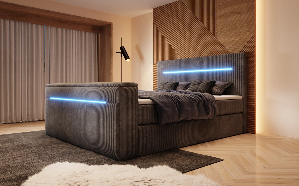 Luxuriöses Sejour Boxspringbett mit TV-Lift, RGB-Beleuchtung und Stauraum