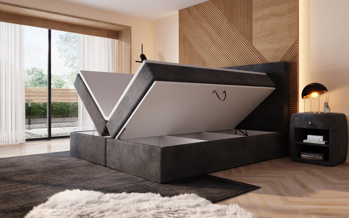 Luxuriöses Boxspringbett Sejour: Komfortabel, mit LED-Beleuchtung & integriertem Stauraum