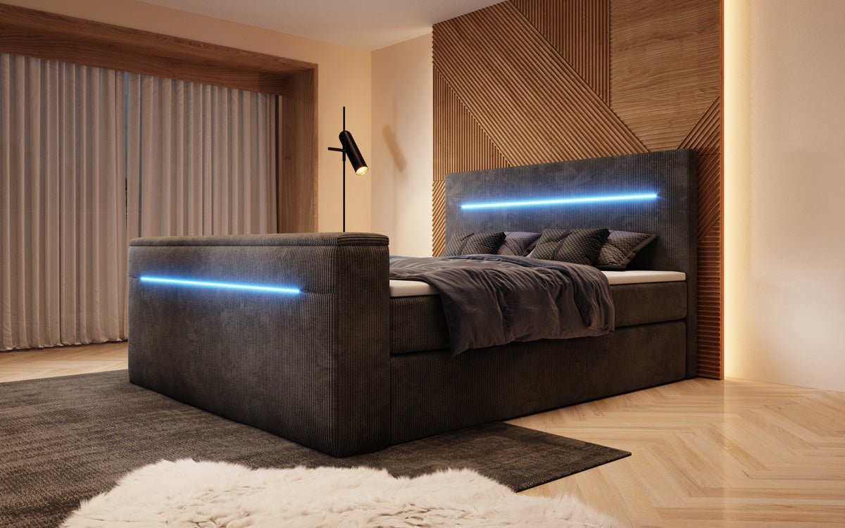 Luxuriöses Sejour Boxspringbett mit TV-Lift, RGB-Beleuchtung und Stauraum