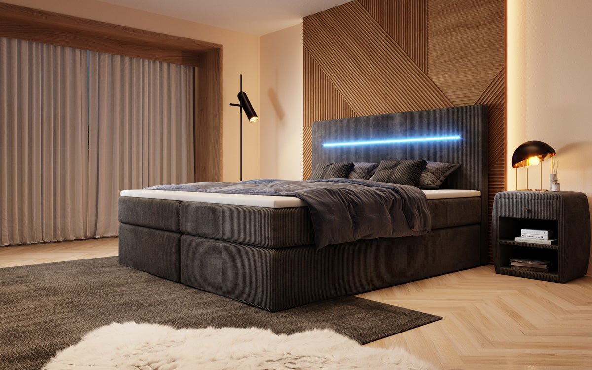 Luxuriöses Boxspringbett Sejour: Komfortabel, mit LED-Beleuchtung & integriertem Stauraum