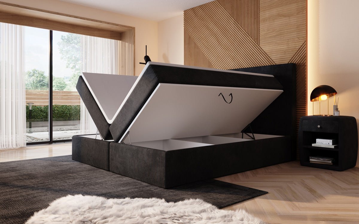 Luxuriöses Boxspringbett Sejour: Komfortabel, mit LED-Beleuchtung & integriertem Stauraum