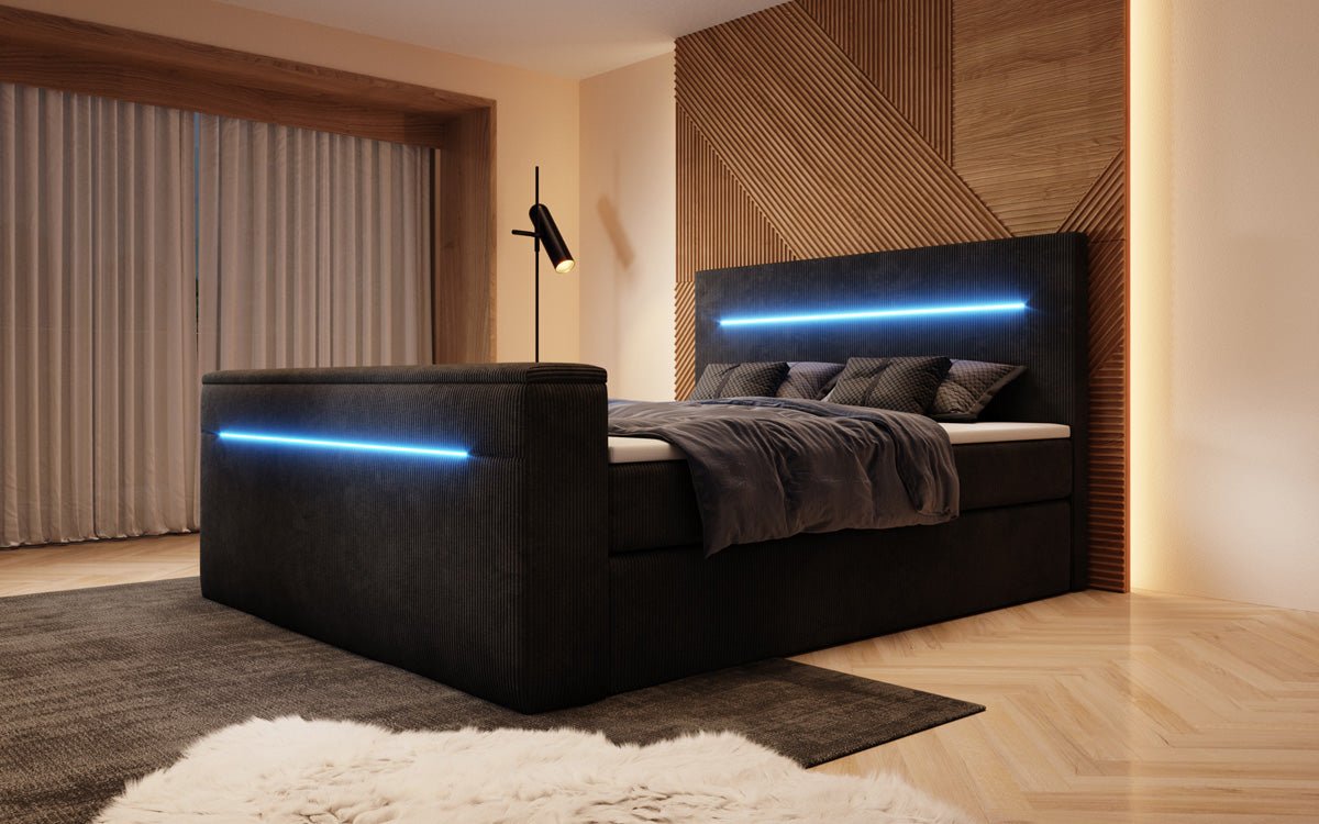Luxuriöses Sejour Boxspringbett mit TV-Lift, RGB-Beleuchtung und Stauraum