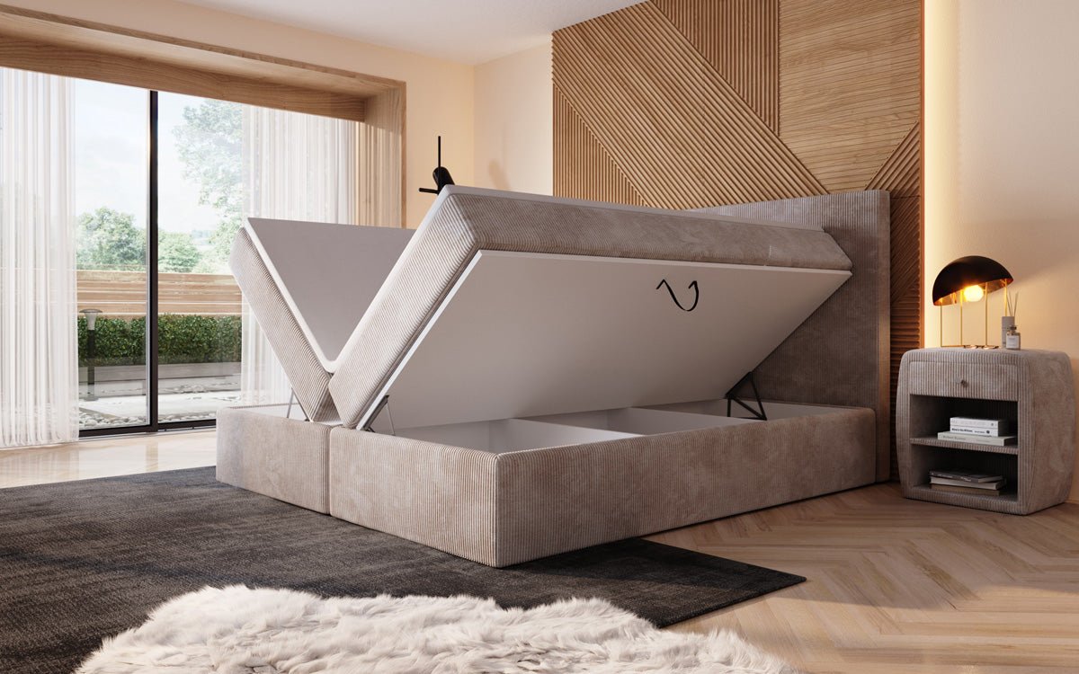 Luxuriöses Boxspringbett Sejour: Komfortabel, mit LED-Beleuchtung & integriertem Stauraum