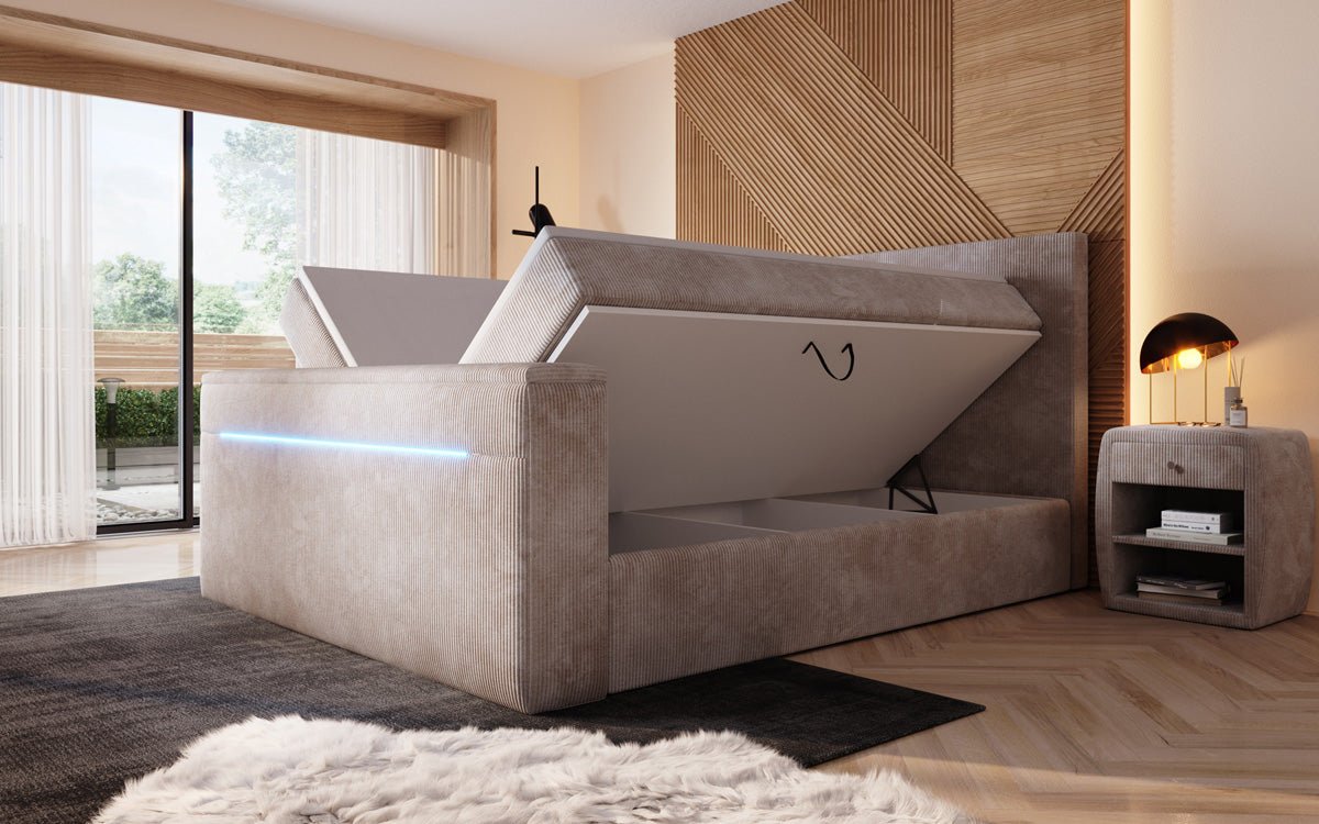 Luxuriöses Sejour Boxspringbett mit TV-Lift, RGB-Beleuchtung und Stauraum