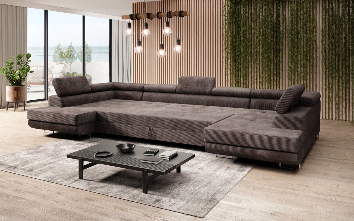 Luxuriöses Cord-Schlafsofa Taormina: Vielseitige Klappfunktion, Stauraum, Komfort & Stil