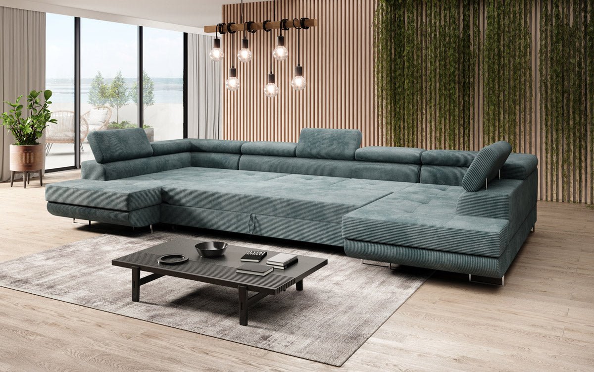 Luxuriöses Cord-Schlafsofa Taormina: Vielseitige Klappfunktion, Stauraum, Komfort & Stil