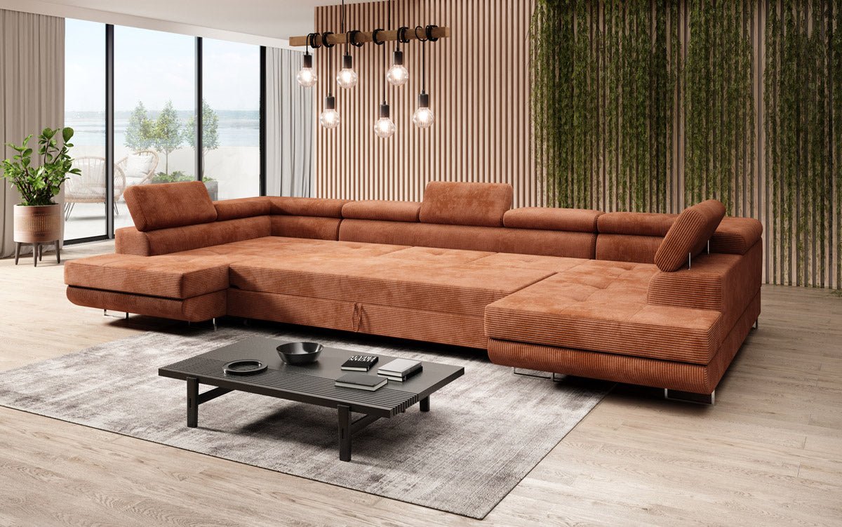 Luxuriöses Cord-Schlafsofa Taormina: Vielseitige Klappfunktion, Stauraum, Komfort & Stil