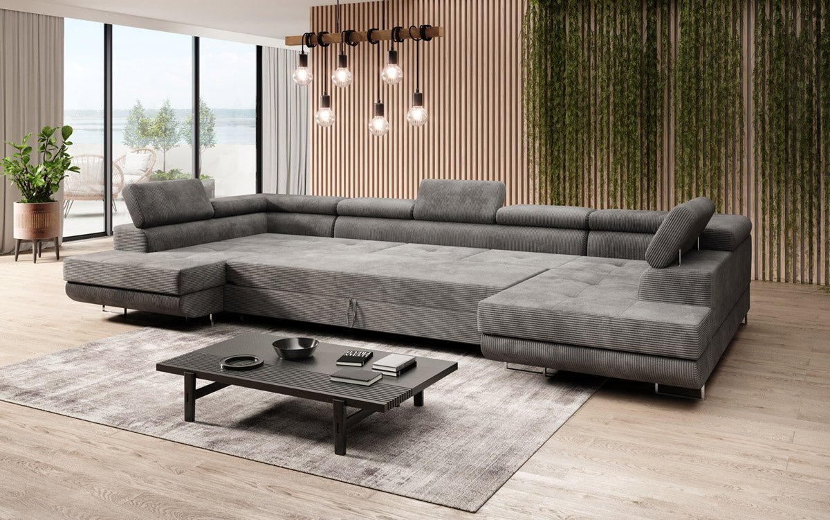 Luxuriöses Cord-Schlafsofa Taormina: Vielseitige Klappfunktion, Stauraum, Komfort & Stil