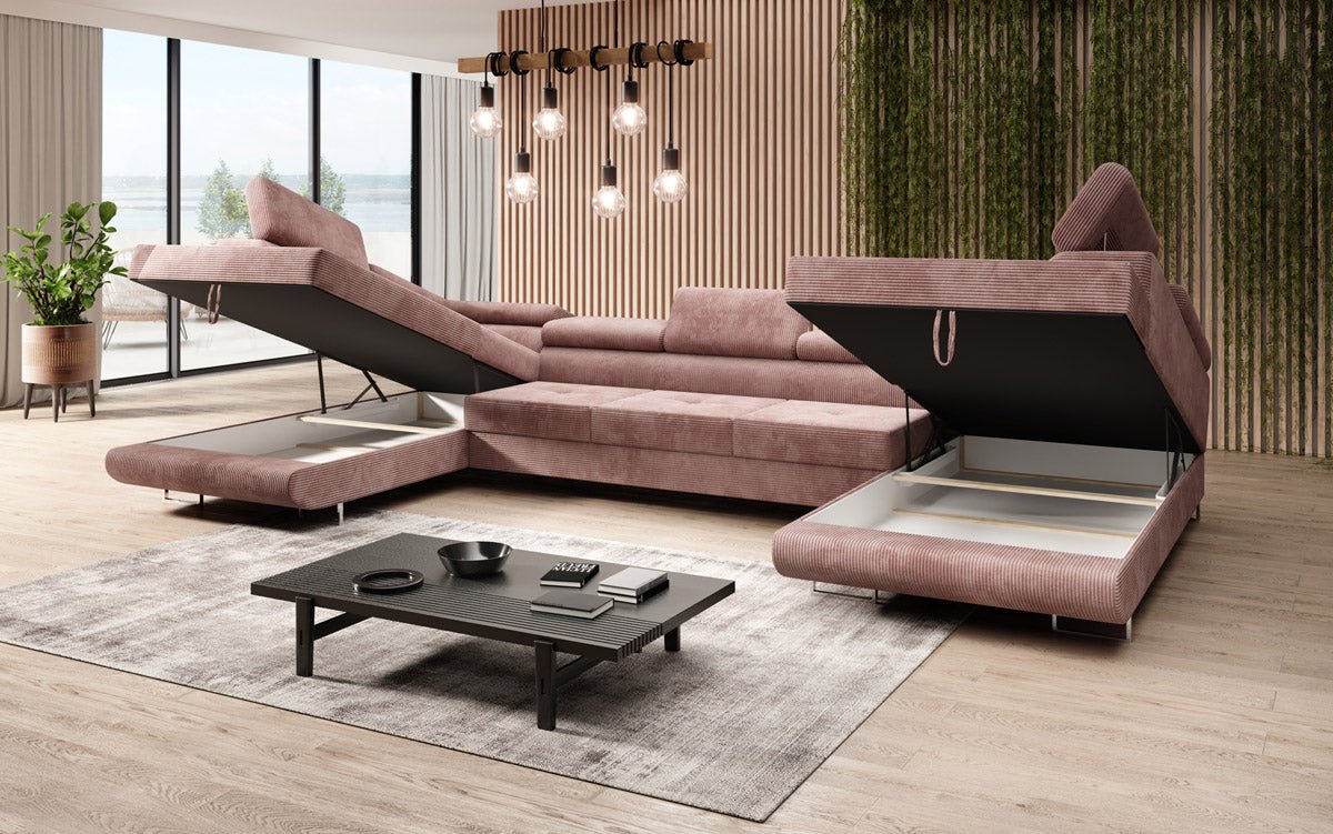 Luxuriöses Cord-Schlafsofa Taormina: Vielseitige Klappfunktion, Stauraum, Komfort & Stil