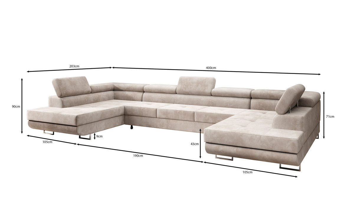 Luxuriöses Cord-Schlafsofa Taormina: Vielseitige Klappfunktion, Stauraum, Komfort & Stil