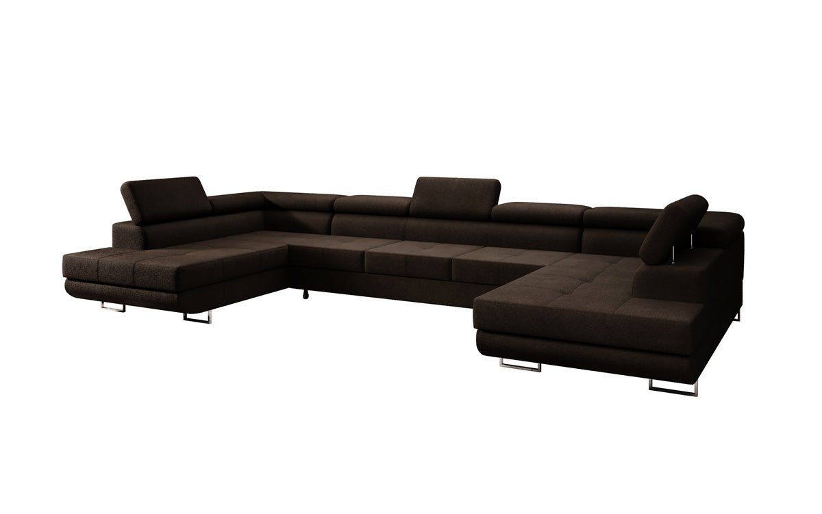 Luxuriöses Designer Sofa Taormina mit Schlaffunktion, Klappfunktion & Stauraum in Bouclé