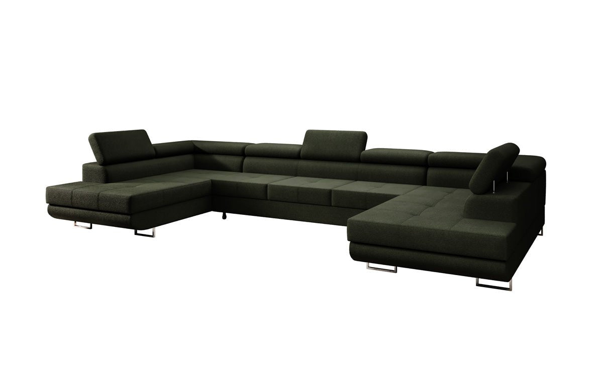 Luxuriöses Designer Sofa Taormina mit Schlaffunktion, Klappfunktion & Stauraum in Bouclé