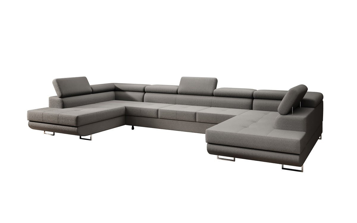 Luxuriöses Designer Sofa Taormina mit Schlaffunktion, Klappfunktion & Stauraum in Bouclé