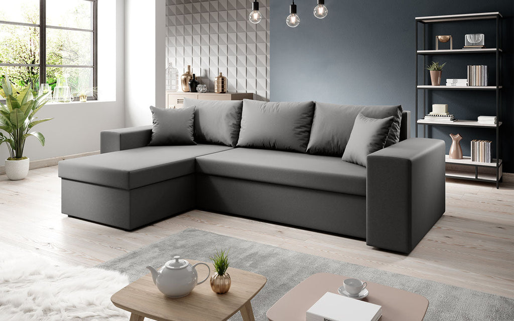 Luxuriöses Designer Ecksofa Denver Kunstleder Schlafsofa mit Klappfunktion Modern Komfortabel