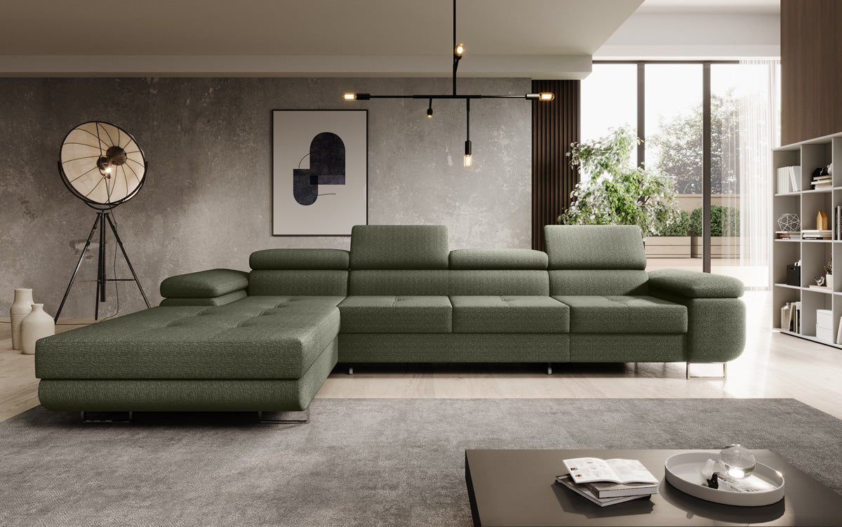 Elegantes Calvera Maxi Bouclé Ecksofa mit Schlaf- und Stauraumfunktion