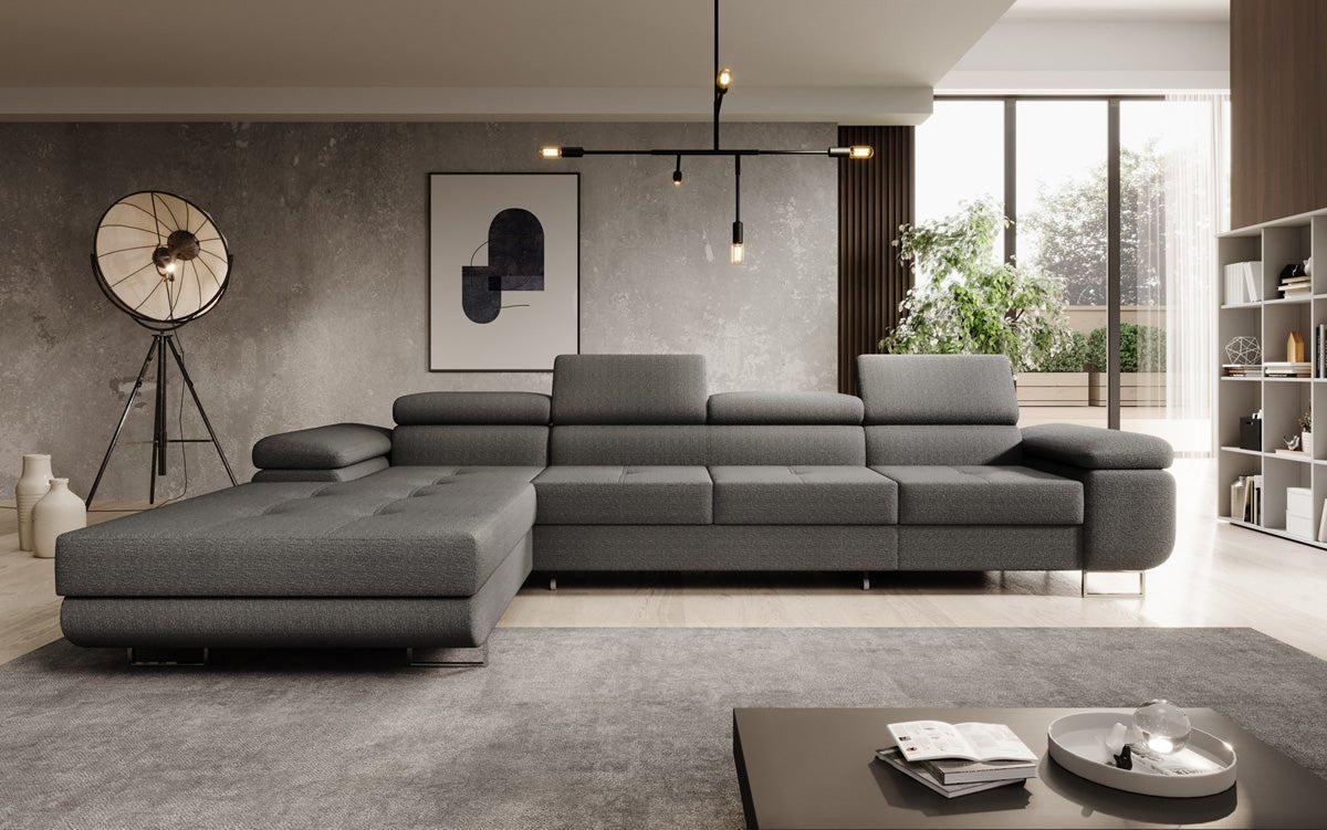 Elegantes Calvera Maxi Bouclé Ecksofa mit Schlaf- und Stauraumfunktion