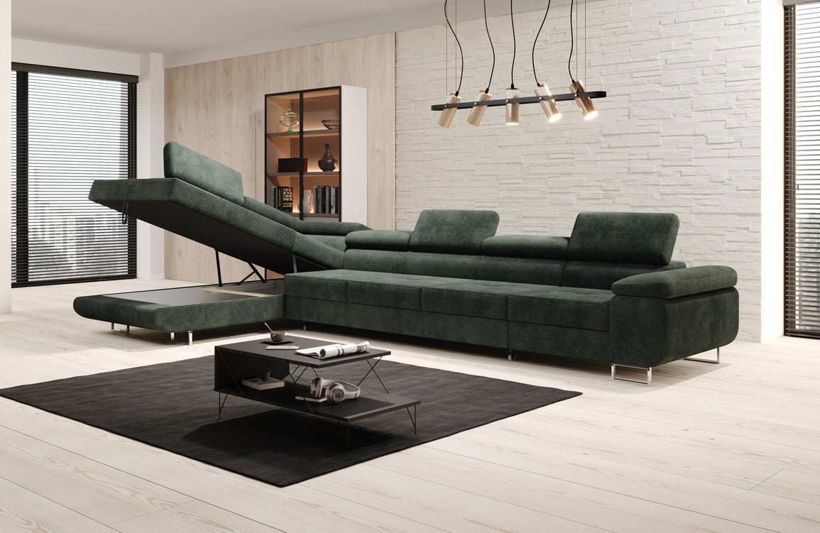 Luxuriöses Designer Cord Ecksofa mit Schlaffunktion – Modern, Vielseitig & Bequem