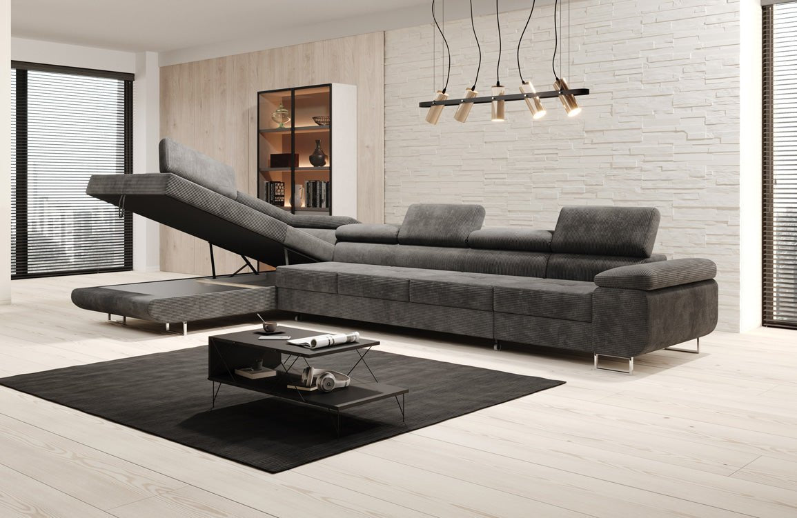 Luxuriöses Designer Cord Ecksofa mit Schlaffunktion – Modern, Vielseitig & Bequem