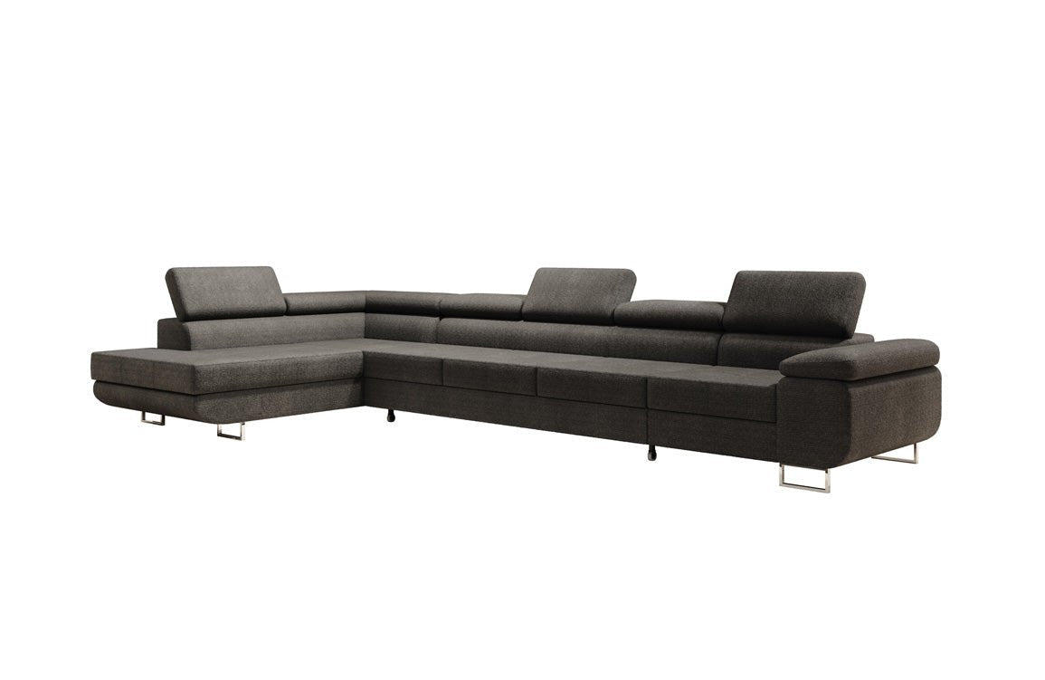 Designer Bouclé Schlafsofa: Großes Ecksofa mit Klappfunktion für Wohnzimmer