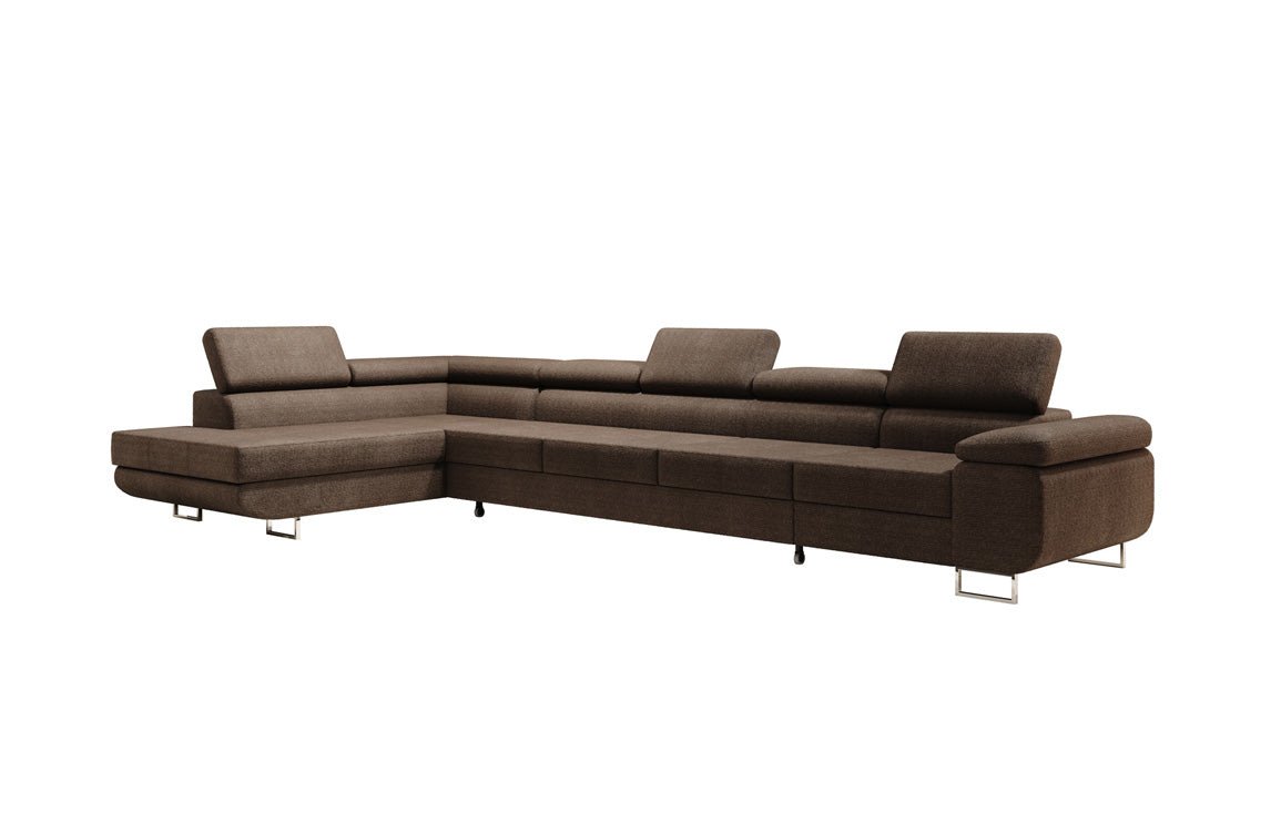 Designer Bouclé Schlafsofa: Großes Ecksofa mit Klappfunktion für Wohnzimmer