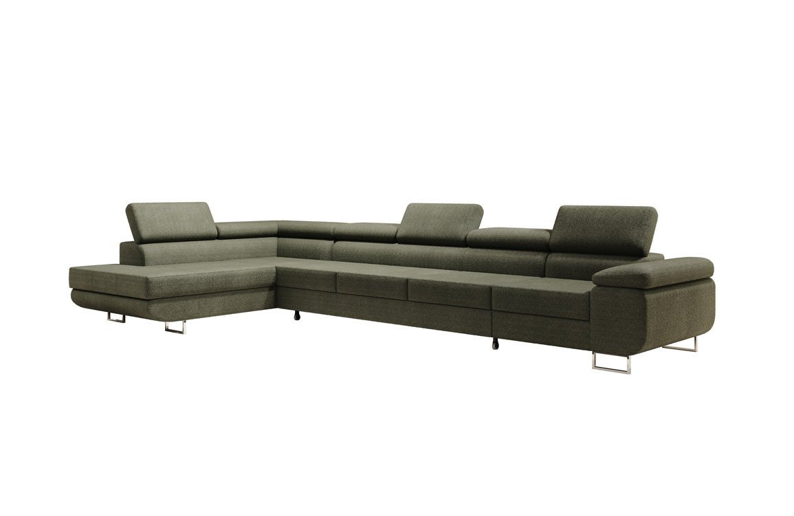 Designer Bouclé Schlafsofa: Großes Ecksofa mit Klappfunktion für Wohnzimmer