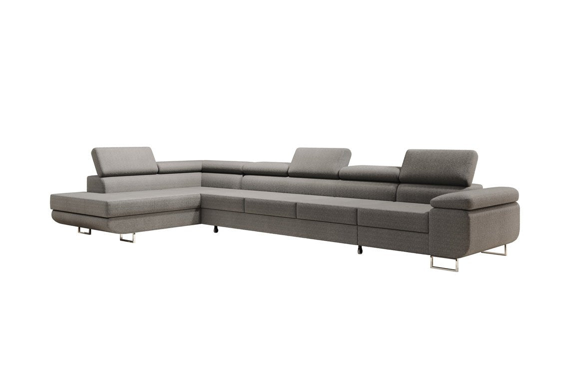 Designer Bouclé Schlafsofa: Großes Ecksofa mit Klappfunktion für Wohnzimmer