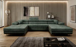 Lade das Bild in den Galerie-Viewer, Luxuriöses Designer U-Sofa Calvera mit Schlaffunktion und Stauraum in Cordstoff
