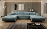 Lade das Bild in den Galerie-Viewer, Luxuriöses Designer U-Sofa Calvera mit Schlaffunktion und Stauraum in Cordstoff

