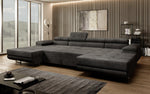 Lade das Bild in den Galerie-Viewer, Luxuriöses Designer U-Sofa Calvera mit Schlaffunktion und Stauraum in Cordstoff
