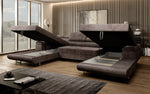 Lade das Bild in den Galerie-Viewer, Luxuriöses Designer U-Sofa Calvera mit Schlaffunktion und Stauraum in Cordstoff
