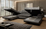 Lade das Bild in den Galerie-Viewer, Luxuriöses Designer U-Sofa Calvera mit Schlaffunktion und Stauraum in Cordstoff
