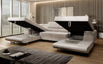 Lade das Bild in den Galerie-Viewer, Luxuriöses Designer U-Sofa Calvera mit Schlaffunktion und Stauraum in Cordstoff
