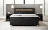 Luxuriöses Samt-Boxspringbett Troja mit Stauraum, RGB-LED, USB-Anschluss, USBC, Fernbedienung