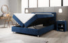 Luxuriöses Samt-Boxspringbett Troja mit Stauraum, RGB-LED, USB-Anschluss, USBC, Fernbedienung