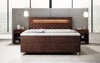 Luxuriöses Samt-Boxspringbett Troja mit Stauraum, RGB-LED, USB-Anschluss, USBC, Fernbedienung