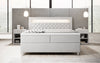 Luxuriöses Samt-Boxspringbett Troja mit Stauraum, RGB-LED, USB-Anschluss, USBC, Fernbedienung