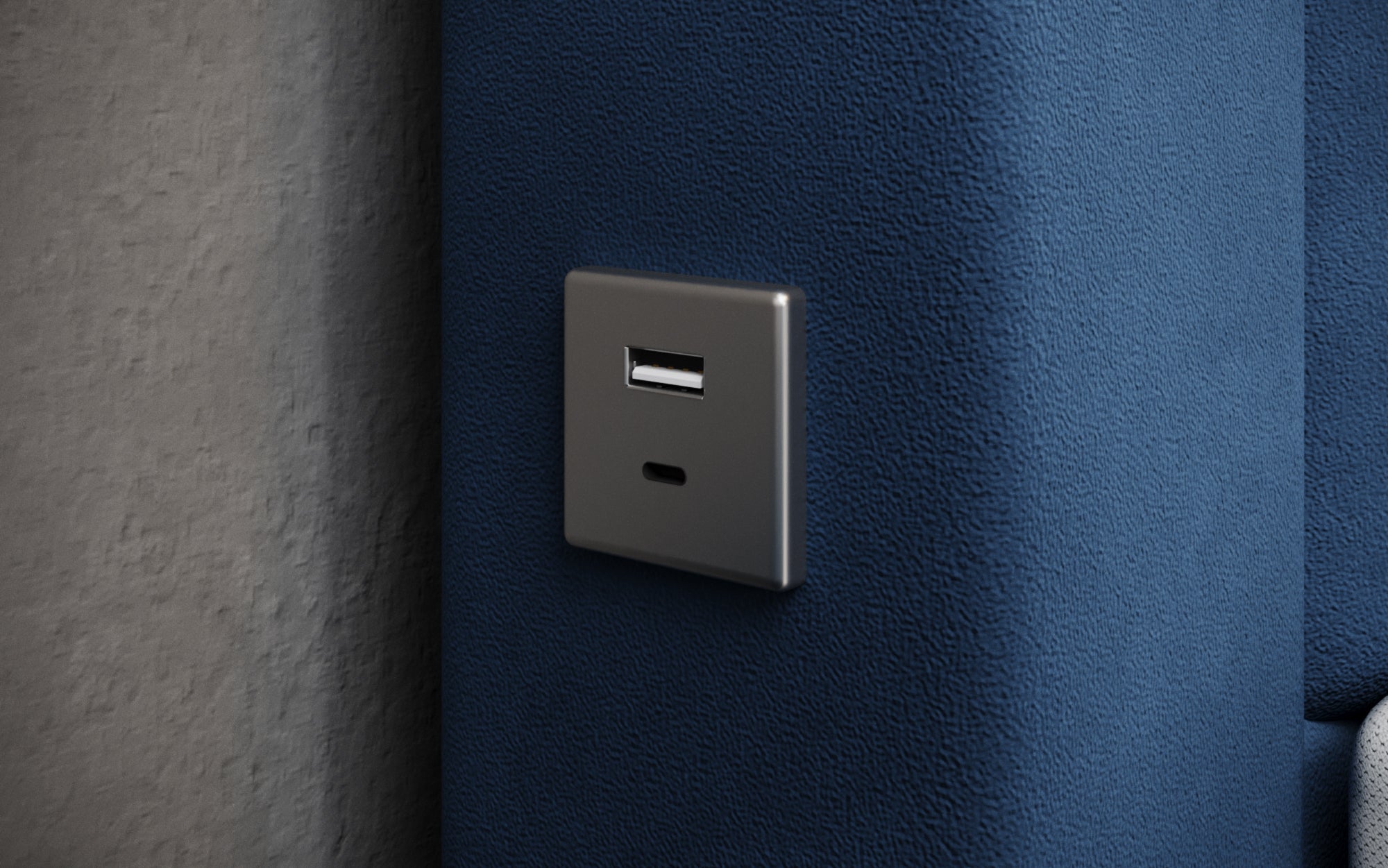 Luxuriöses Samt-Boxspringbett Troja mit Stauraum, RGB-LED, USB-Anschluss, USBC, Fernbedienung