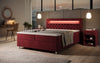 Luxuriöses Samt-Boxspringbett Troja mit Stauraum, RGB-LED, USB-Anschluss, USBC, Fernbedienung