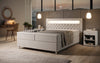 Luxuriöses Samt-Boxspringbett Troja mit Stauraum, RGB-LED, USB-Anschluss, USBC, Fernbedienung