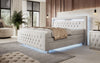 Luxuriöses Boxspringbett Lorena: LED Beleuchtung, Stauraum, Samtbezug für erholsamen Schlaf