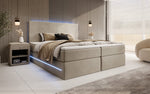 Lade das Bild in den Galerie-Viewer, Luxuriöses Samt Boxspringbett Voyage mit LED-Beleuchtung und Stauraum

