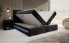 Luxuriöses Samt Boxspringbett Voyage mit LED-Beleuchtung und Stauraum