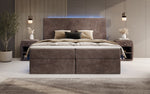Lade das Bild in den Galerie-Viewer, Luxuriöses Boxspringbett Voyage mit LED-Beleuchtung, Stauraum und Cord-Stoffbezug
