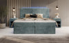 Luxuriöses Boxspringbett Voyage mit LED-Beleuchtung, Stauraum und Cord-Stoffbezug