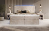 Luxuriöses Boxspringbett Voyage mit LED-Beleuchtung, Stauraum und Cord-Stoffbezug