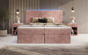Luxuriöses Boxspringbett Voyage mit LED-Beleuchtung, Stauraum und Cord-Stoffbezug