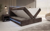 Luxuriöses Boxspringbett Voyage mit LED-Beleuchtung, Stauraum und Cord-Stoffbezug
